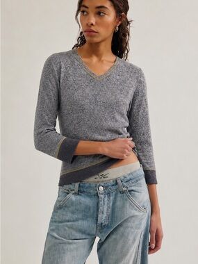 Kut from the cloth grey popcorn 3/4 length sleeve top